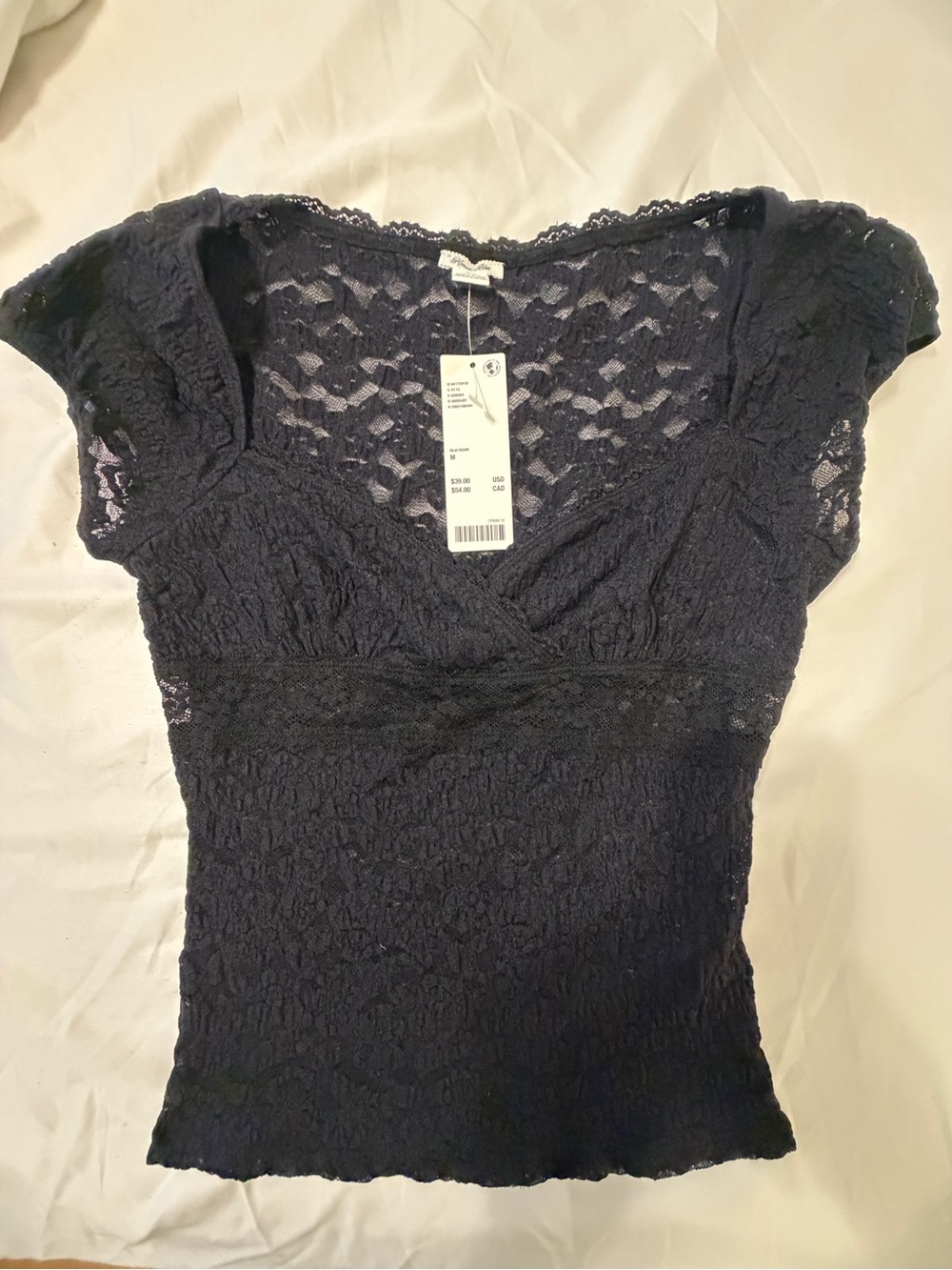 Kimchi Blue Black Lace V-Neck Crop Top - Picture 3 of 3